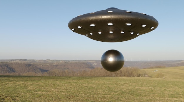 Visualización fotorrealista en 3d de ufo 3d render