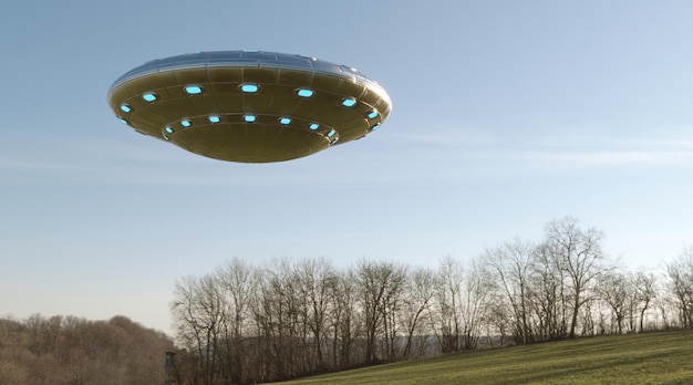 Visualización fotorrealista en 3d de ufo 3d render