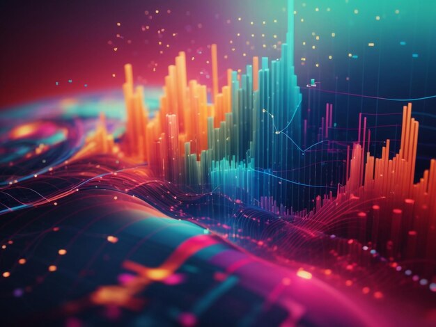 Visualización fotorrealista y abstracta de datos y tecnología en forma gráfica