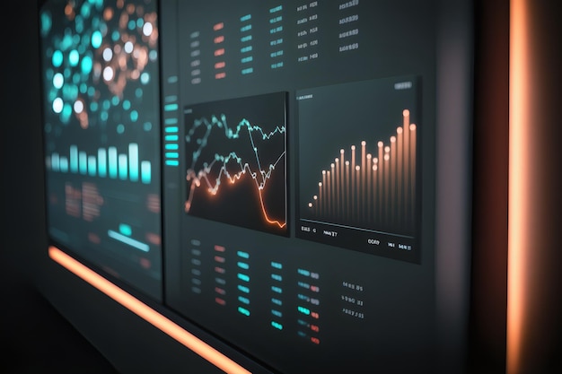 Una visualización de un gráfico y un gráfico con la palabra financiera