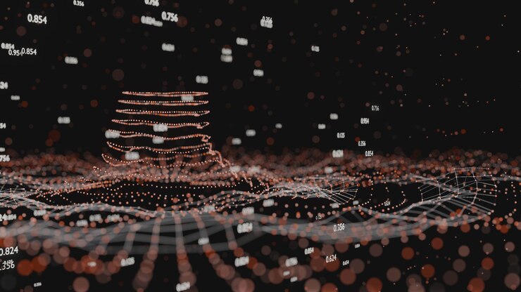 Foto visualización de grandes datos. estructura abstracta para el fondo de ciencia o tecnología. infografía de ilustración 3d