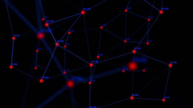 Visualización de grandes datos Tecnología concepto de cadena de bloques Infografía futurista Renderización en 3D Conexión de la red