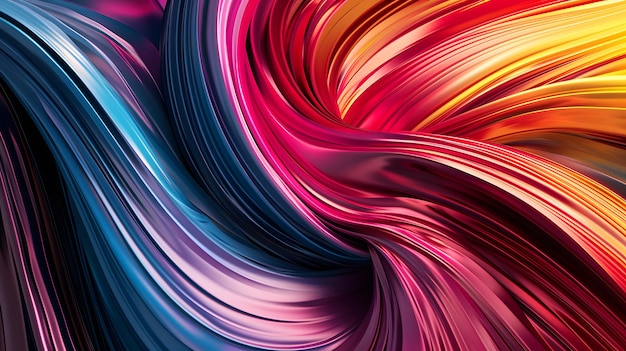 Foto visualización imaginativa de un patrón de onda multicolor en forma abstracta que muestra un flujo brillante