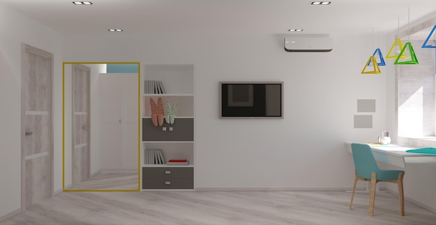 visualización de interiores residenciales, ilustración 3D