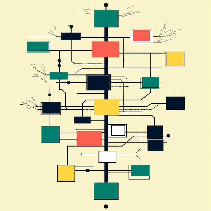 Foto visualización de una jerarquía de contenido con categorías anidadas