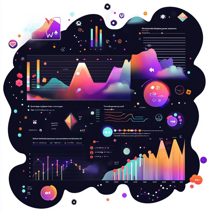 Foto una visualización de las métricas de las redes sociales, incluidas las tasas de participación de crecimiento de seguidores y la rata de clics