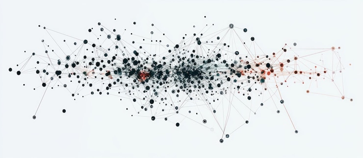 Foto visualización de la red abstracta con nodos conectados
