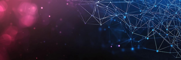 Visualización de la red digital futurista con nodos y líneas brillantes que representan la tecnología de conexiones de datos y la comunicación moderna