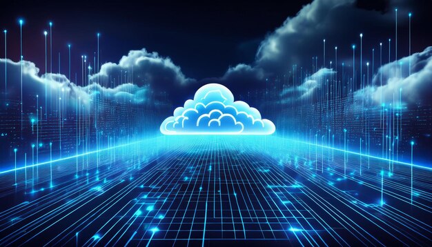 Visualización de la red de nube futurista una interfaz digital que representa la innovación de conectividad y