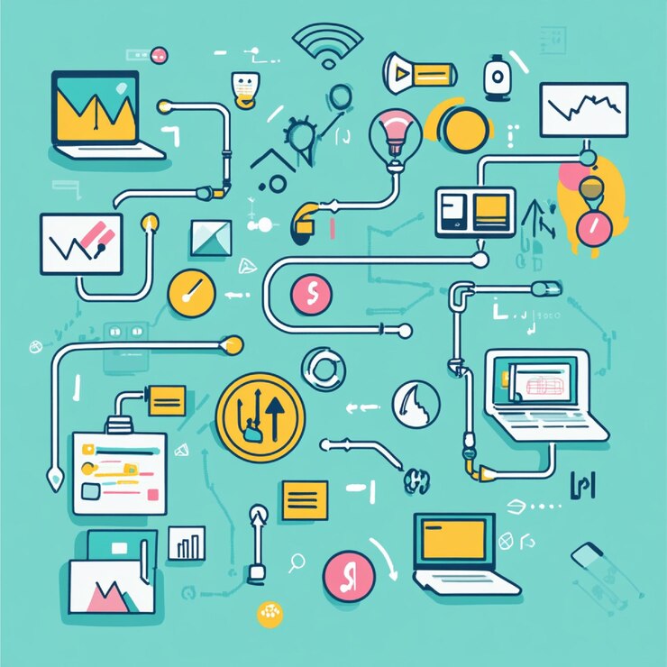 Foto una visualización de una ruta de conversión de sitios web con énfasis en los puntos de contacto clave y la oportunidad de optimización