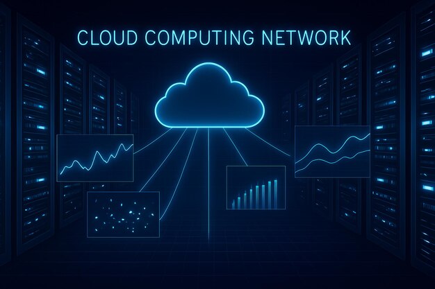 Visualización de los servidores del centro de datos de la red de computación en la nube
