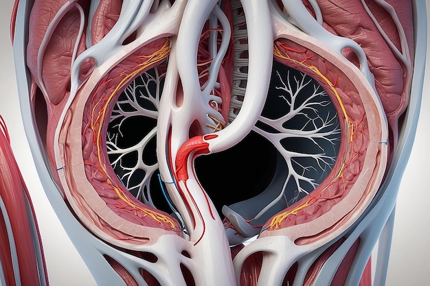 Foto visualizando o diagnóstico médico a angiografia coronária com tomografia computadorizada revela oclusão das extremidades inferiores