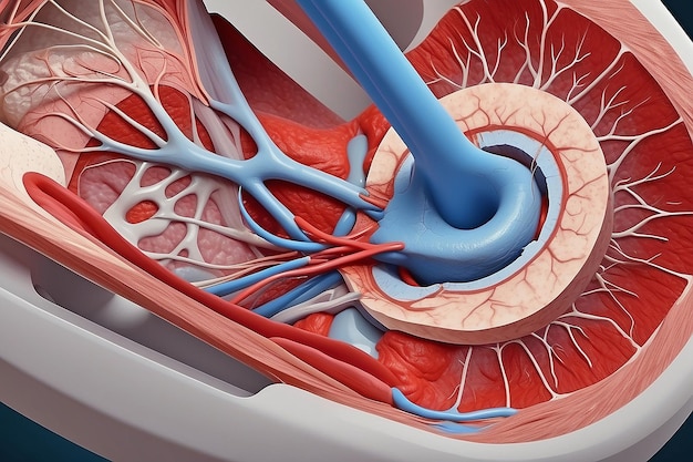 Foto visualizando o diagnóstico médico a angiografia coronária com tomografia computadorizada revela oclusão das extremidades inferiores