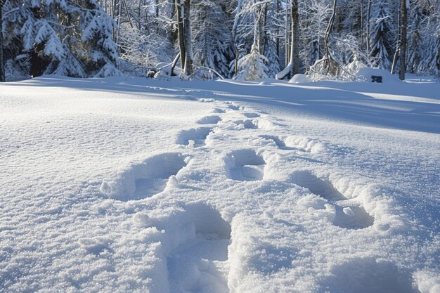 Foto visualizar una excursión de seguimiento de la vida silvestre en la nieve generativa ai