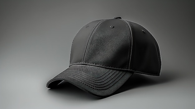 Visualizar una gorra de béisbol profesional completamente negra en una maqueta en blanco IA generativa