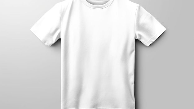Foto visualize uma camiseta profissional branca em um modelo em branco com fundo sólido.