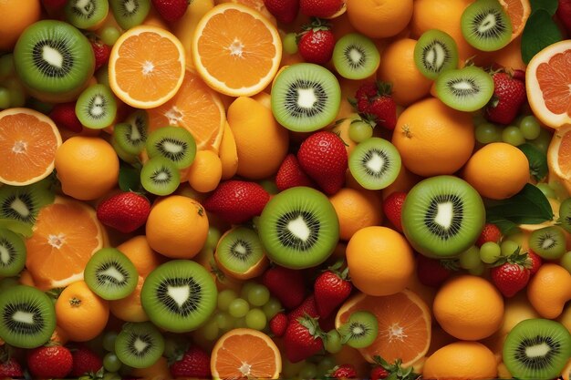 Vitamina C kiwis o fresas una pila de naranjas manzanas y fresas papel tapiz increíble