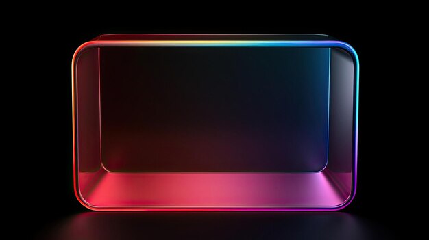 Foto una vitrina con leds multicolores y un vidrio de colores arco iris.