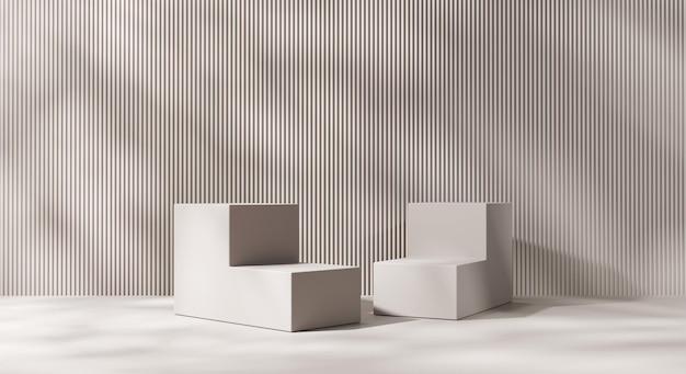 Vitrina de podio de plataforma blanca abstracta para la exhibición de productos en 3D