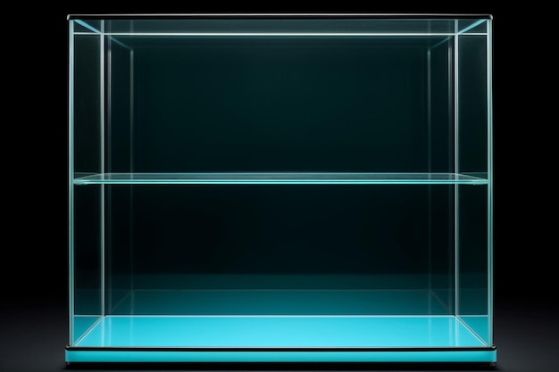 Foto vitrina de vidrio transparente con espacio para la colocación de productos