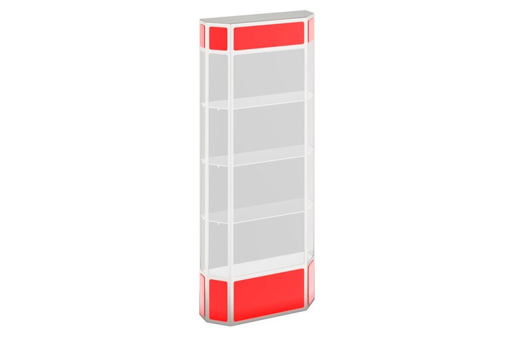 Foto vitrine de torre com renderização em 3d de prateleiras