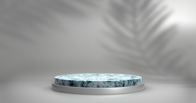 Vitrine minimalista com espaço vazio. pódio de mármore vazio para exibir o produto. renderização 3d.
