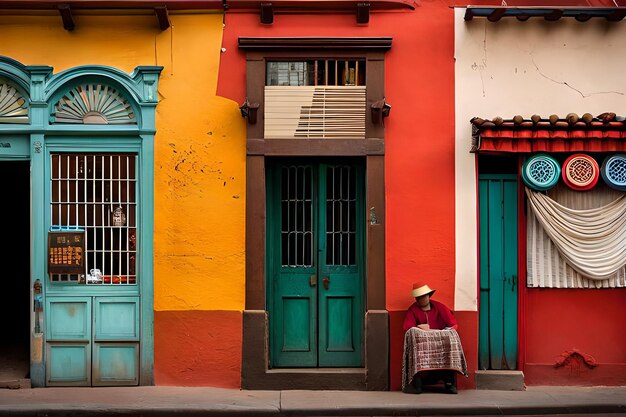 Foto vitrines coloridas numa aldeia latino-americana
