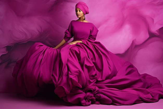 Viva Magenta Der kühne Farbtrend von Pantone 2023 wird mit einer afroamerikanischen Frau in S lebendig