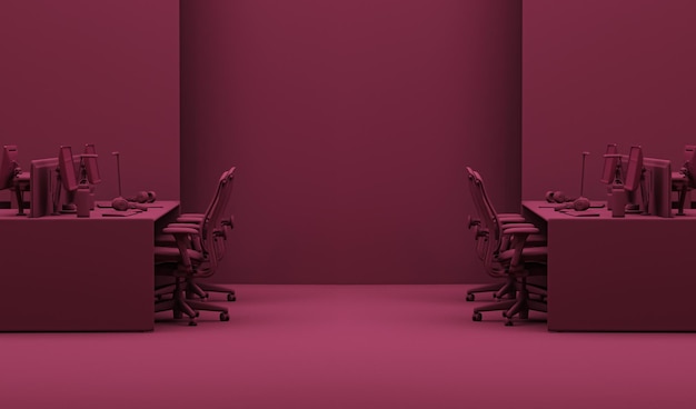 Viva magenta es un color de tendencia año 2023 en la oficina Concepto de trabajo en equipo empresarial Empleado trabajando