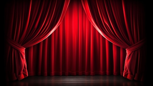 Foto vivas cortinas escénicas y dramáticos telones de fondo rojos para el teatro y las actuaciones