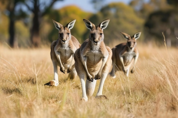Los vivazes canguros saltando por el interior de Australia Experimenten la energía y la vitalidad de los canguros mientras atraviesan el accidentado terreno del interior de Australia
