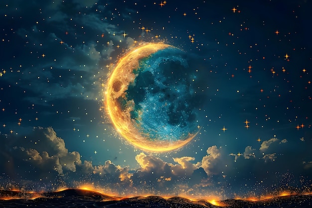 Vivid Dreamscape of the Moon and Stars Um ein fesselndes und surrealistisches Bild des Mondes und der Sterne zu liefern