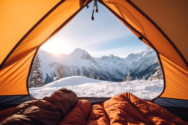 Vivir en tiendas de campaña al aire libre en invierno