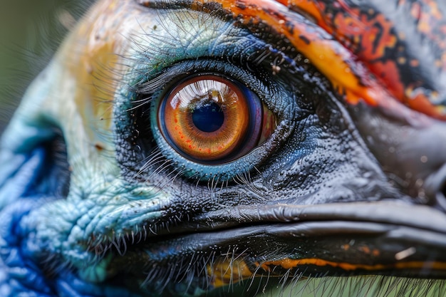 Vivo close-up de olhos coloridos de réptil Detalhe da textura da pele de animais exóticos Vida selvagem