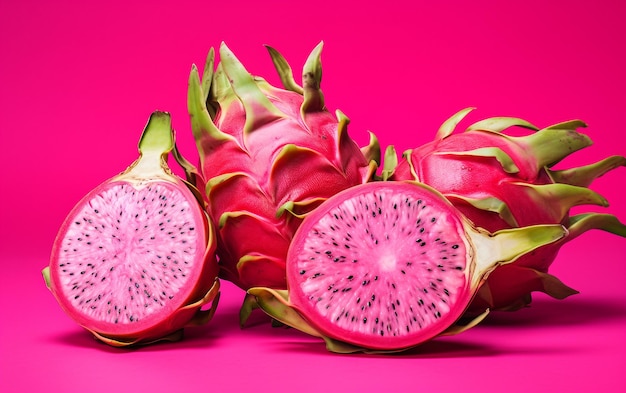 Vivo conjunto de frutas de dragón exóticas