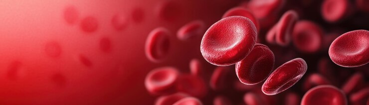 Vivos glóbulos rojos en fondo gradiente con espacio de copia para conceptos y presentaciones médicas