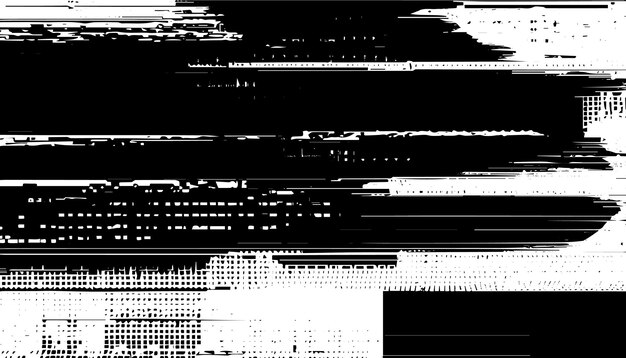 VJ Glitch Noise en blanco y negro simple en un fondo negro 3D Render Loop