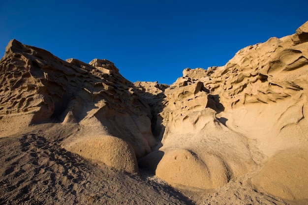 Vlychada Strand Vulkanasche Sand Felsformation auf der Insel Santorini in Griechenland