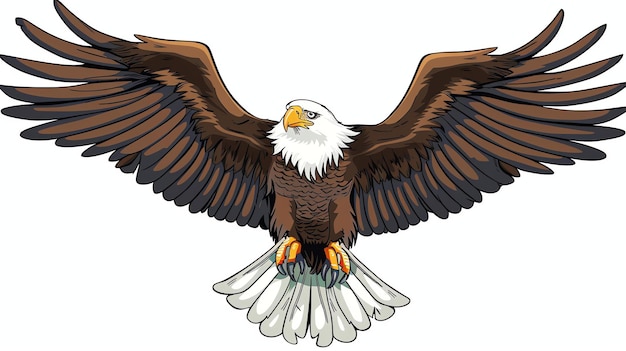 Foto voando alto acima da terra, a majestosa águia careca é um símbolo de liberdade e força.