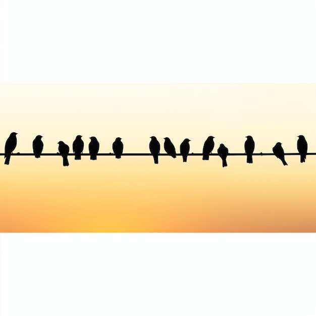 Vögel auf einem durchsichtigen Hintergrund mit einer Silhouette aus Draht