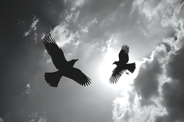 Vögel im Flug als Silhouette-Schatten in dynamischer Bewegung Creative Photo Of Elegant Background