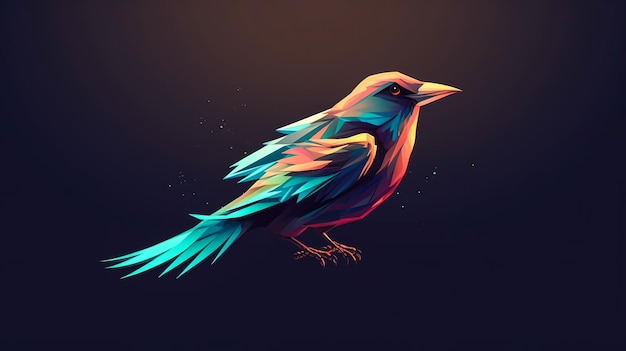 Vogel auf dunklem Hintergrund, Logo-Design, generative KI