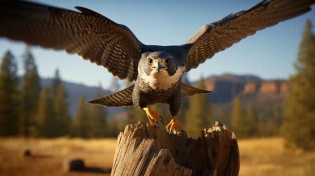 Foto vogel, der auf einem baumstumpf sitzt, geeignet für natur- und tierthemen