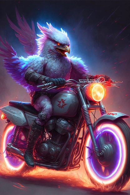 Vogel, der auf einem Motorrad sitzt, generative KI