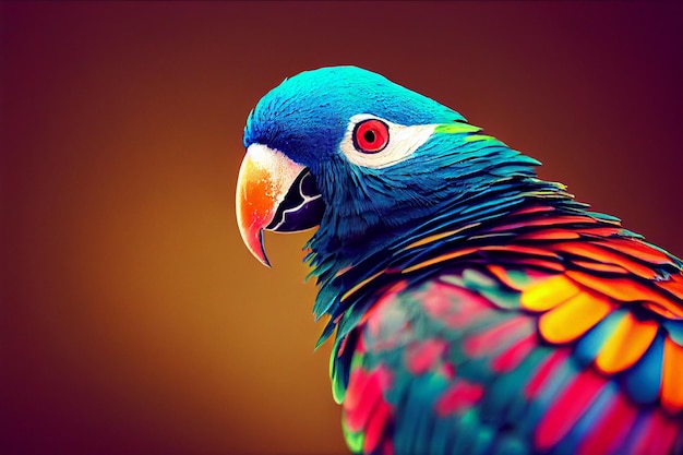 vogel fotorealistischer roter schnabeltukan blauer und gelber ara