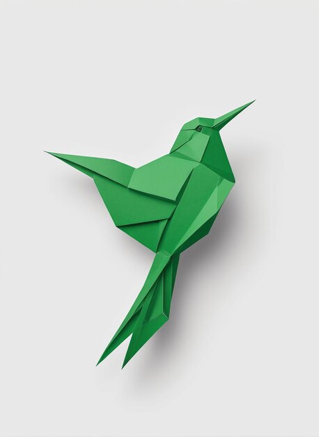 Foto vogel-logo vogel-symbol ein grüner origa-vogel auf weißem hintergrund