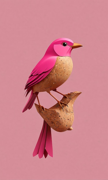 Foto vogel-logo vogel-symbol ein rosa vogel sitzt auf einem zweig