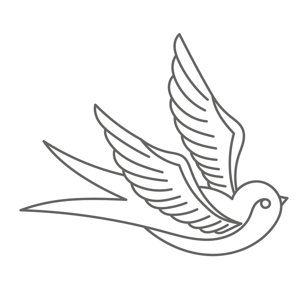 Vogel-png-Linienkunst-Aufkleber mit durchsichtigem Hintergrund