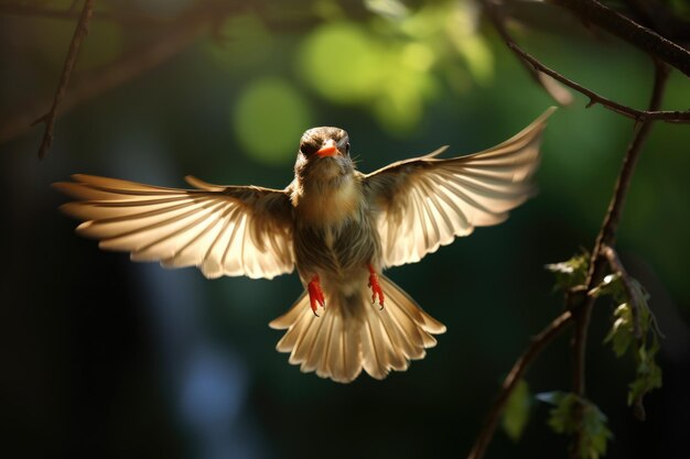 Vogelbaby folgt Elterntier im Flug