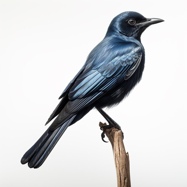 Vogelmajestät Drongo auf weißem Hintergrund